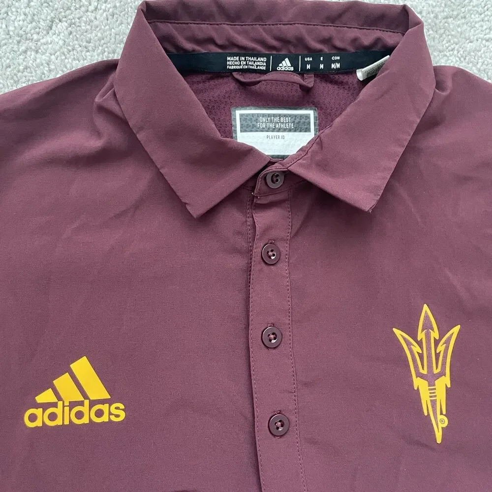 ⁠Adidas Arizona State Sun Devils Polo Mens Medium Maroon Gold Pitchside HN7404⁠